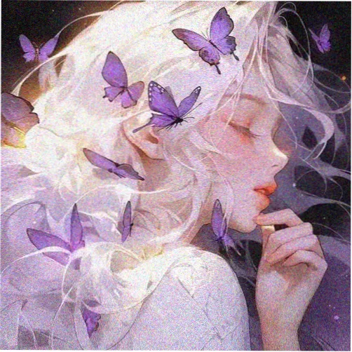 UP主 藕荷笔记 的头像：淡紫圆框插画